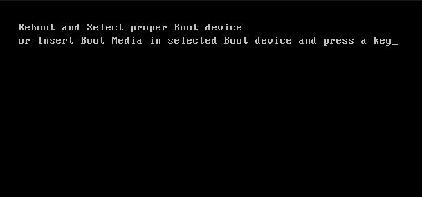 Ошибка reboot and select proper boot